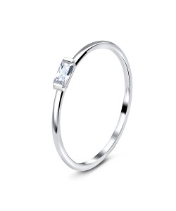 Minimal Styled Crystal CZ Silver Ring NSR-2802